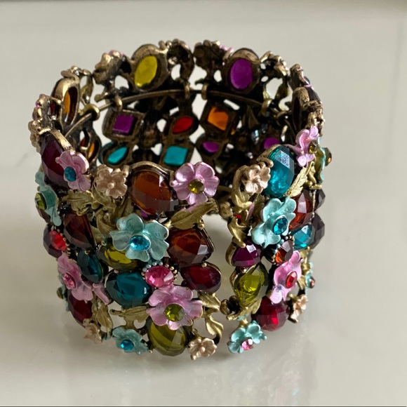 Wide Multicolor Statement Flexible Cuff Bracelet - Picture 2 of 3